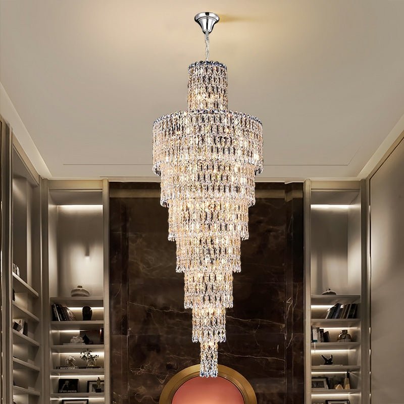 Luxury Large Crystal Chandelier For Hight Ceiling Living Room Long Staircase Light Fixture-Nobipets