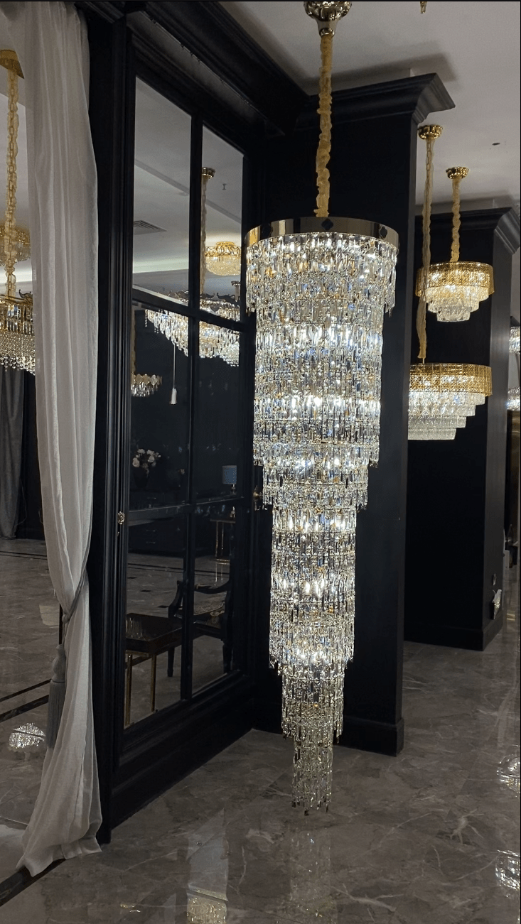 Luxury Modern Round Multi-layers Crystal Chandelier with Four Leaf Clover for Staircase/High-ceiling Space/ Foyer-Nobipets