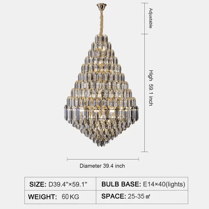 Luxury Multi-tiered Honeycomb Crystal Chandelier for High-ceiling-Nobipets