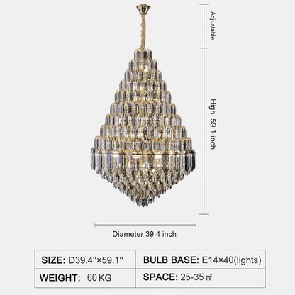 Luxury Multi-tiered Honeycomb Crystal Chandelier for High-ceiling-Nobipets