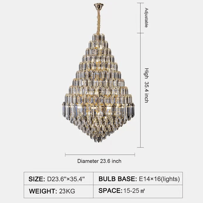 Luxury Multi-tiered Honeycomb Crystal Chandelier for High-ceiling-Nobipets