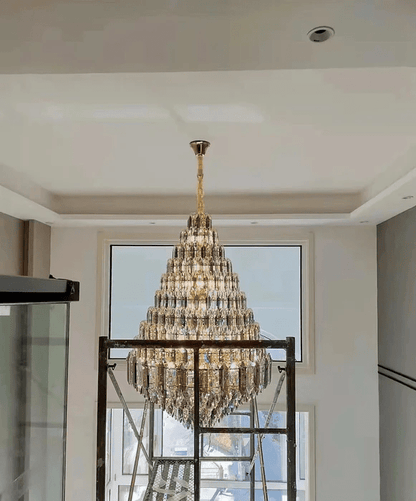 Luxury Multi-tiered Honeycomb Crystal Chandelier for High-ceiling-Nobipets