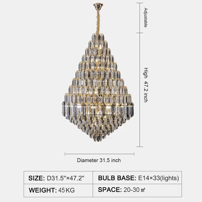 Luxury Multi-tiered Honeycomb Crystal Chandelier for High-ceiling-Nobipets