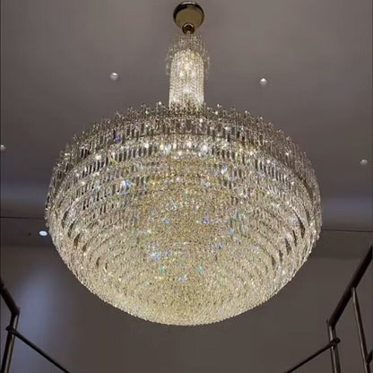 Luxury Oversized Gold European Pagoda-inspired Crystal Chandelier for Foyer/Staircase/Hallway/Entryway-Nobipets