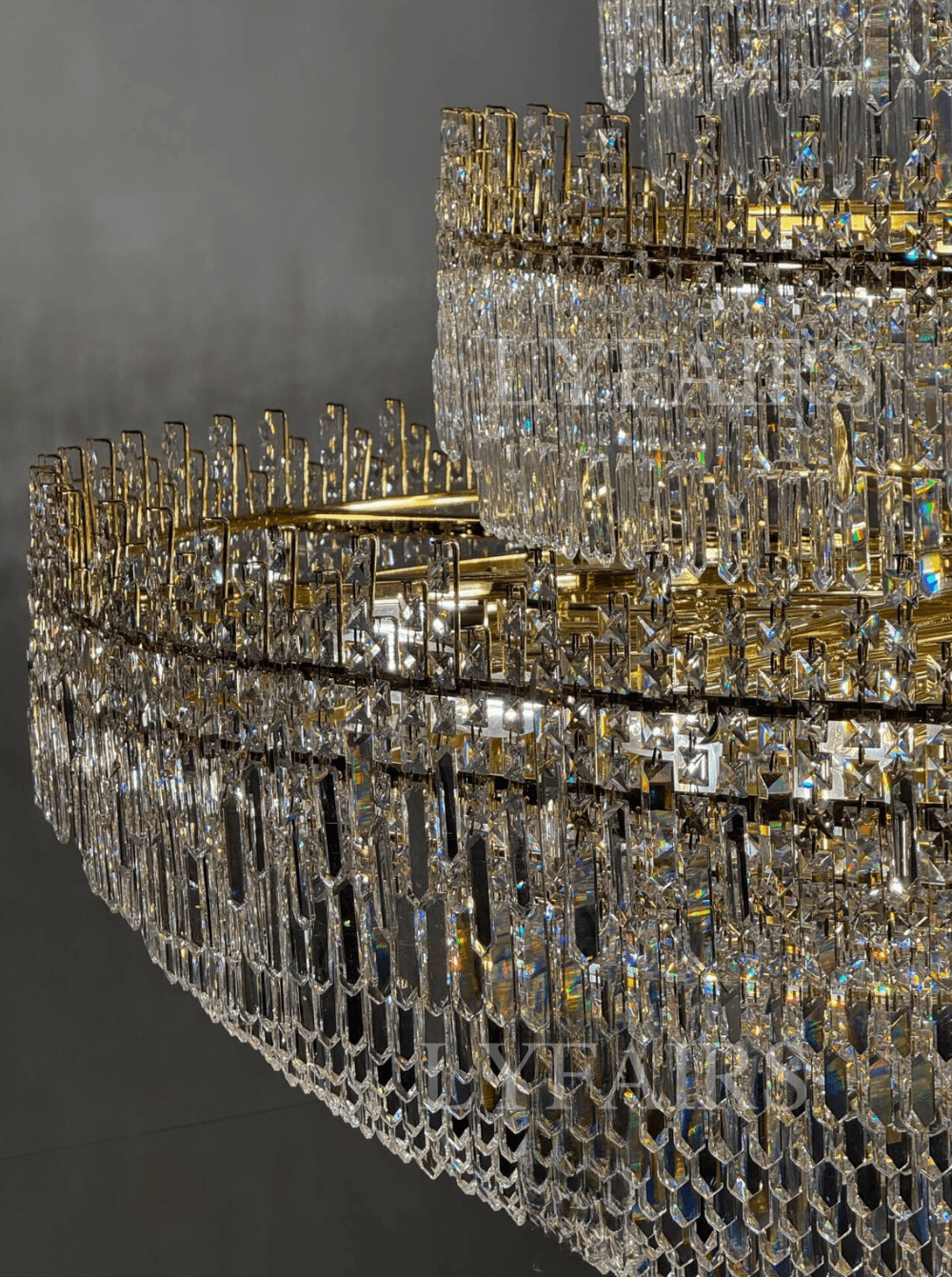 Luxury Oversized Gold European Pagoda-inspired Crystal Chandelier for Foyer/Staircase/Hallway/Entryway-Nobipets