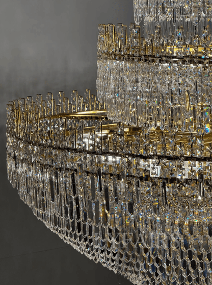 Luxury Oversized Gold European Pagoda-inspired Crystal Chandelier for Foyer/Staircase/Hallway/Entryway-Nobipets
