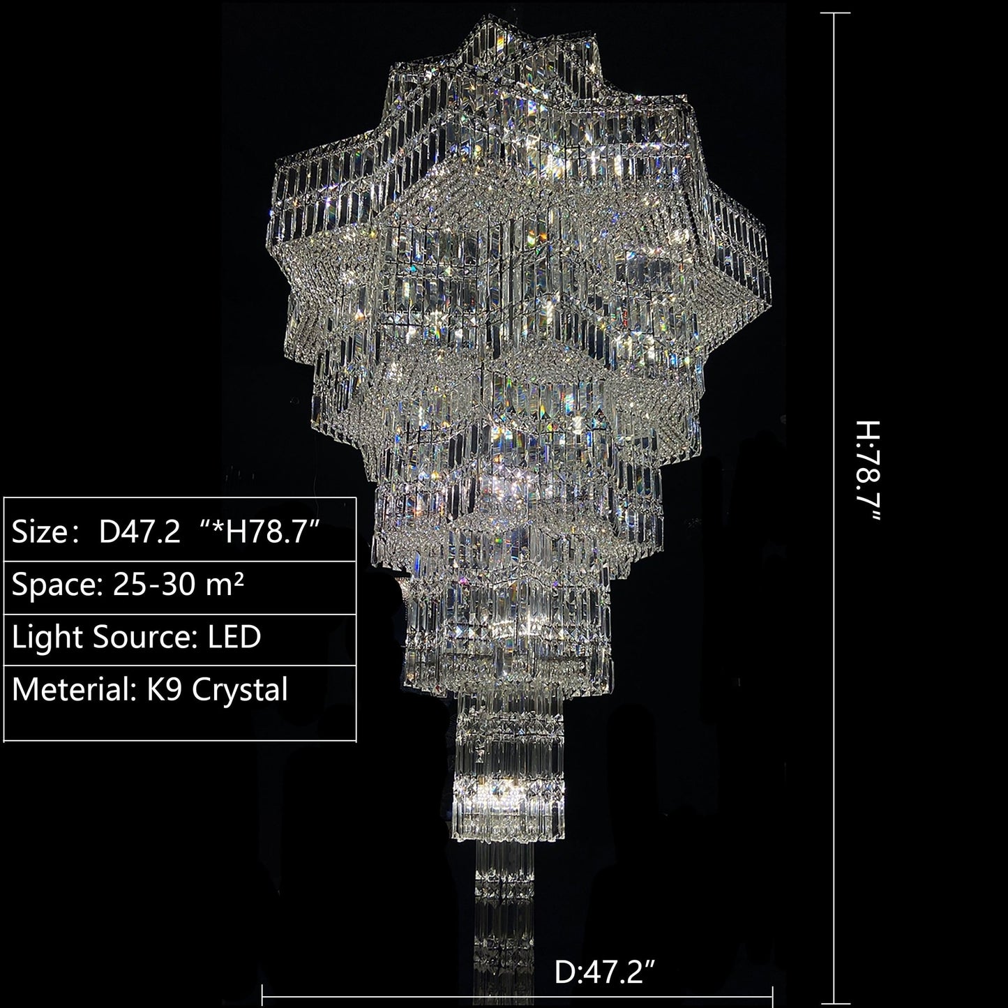 Luxury Plaza Multi-Tier Crystal Chandelier for High Ceilings/Hotel Hall / 2 Story Foyer-Nobipets