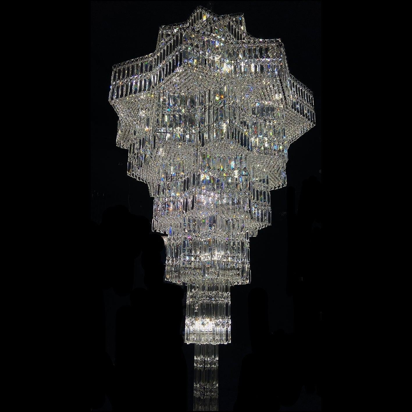 Luxury Plaza Multi-Tier Crystal Chandelier for High Ceilings/Hotel Hall / 2 Story Foyer-Nobipets