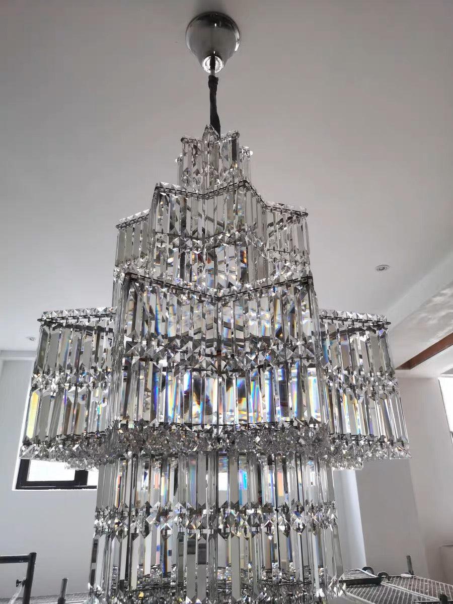 Luxury Plaza Multi-Tier Crystal Chandelier for High Ceilings/Hotel Hall / 2 Story Foyer-Nobipets