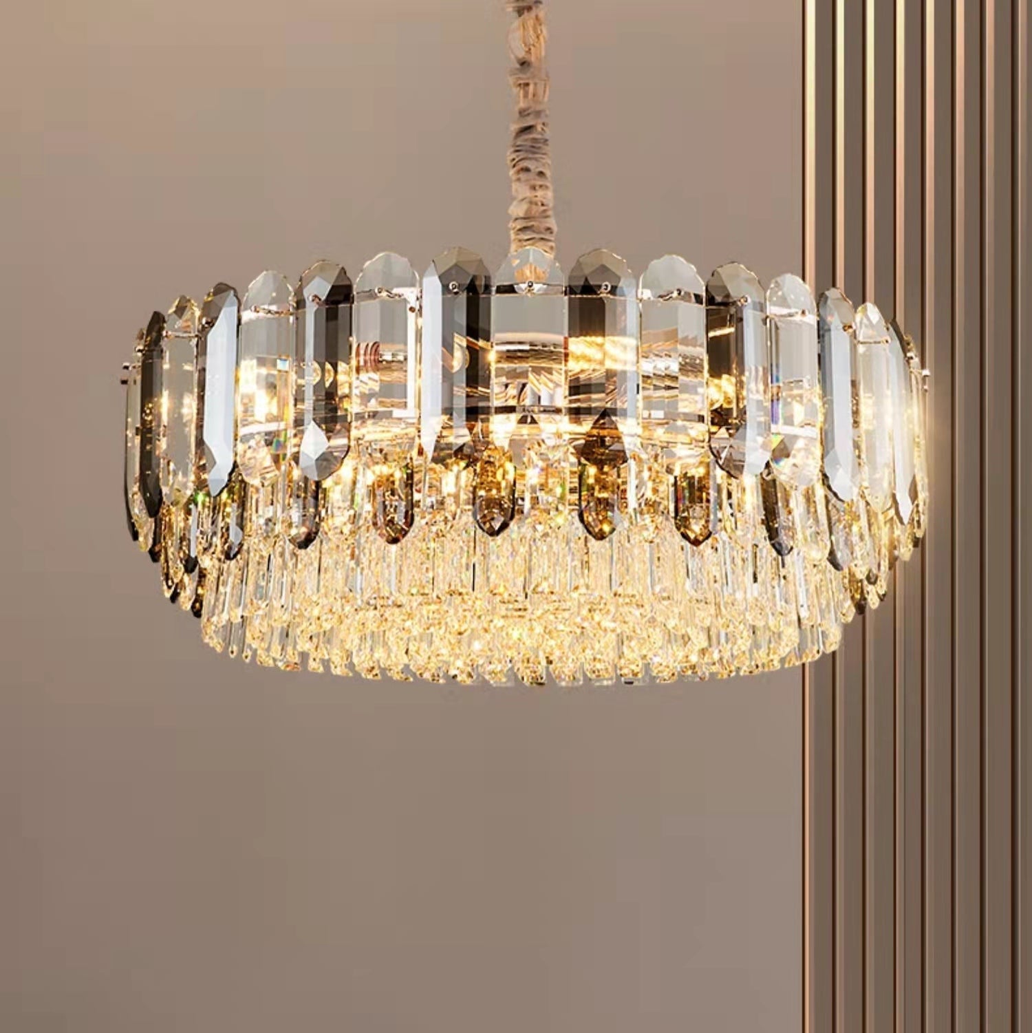 Luxury Smoke Gray K9 Crystal Chandeliers for Dining Room/Living Room-Nobipets