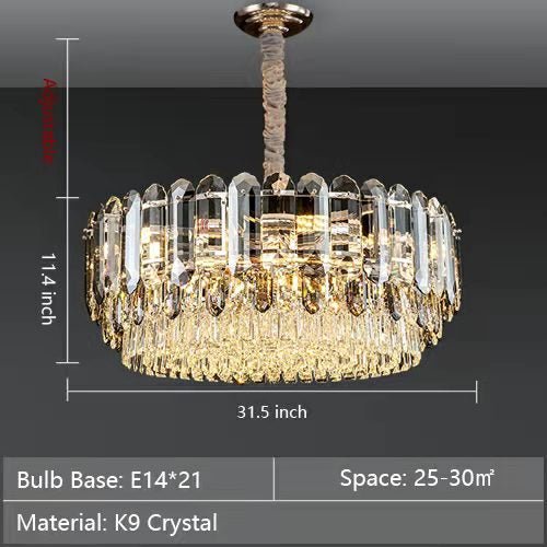 Luxury Smoke Gray K9 Crystal Chandeliers for Dining Room/Living Room-Nobipets