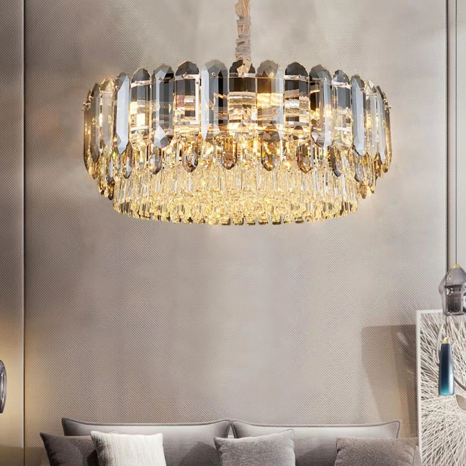 Luxury Smoke Gray K9 Crystal Chandeliers for Dining Room/Living Room-Nobipets