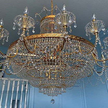 Machine Large Chrome Gold Crystal Chandelier Light Fixtures-Nobipets
