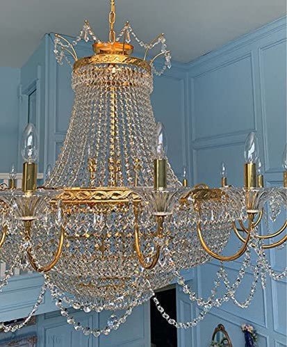 Machine Large Chrome Gold Crystal Chandelier Light Fixtures-Nobipets