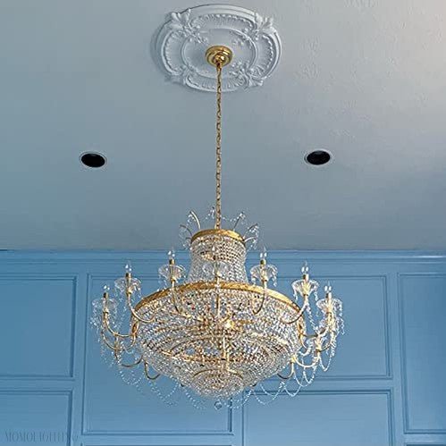 Machine Large Chrome Gold Crystal Chandelier Light Fixtures-Nobipets