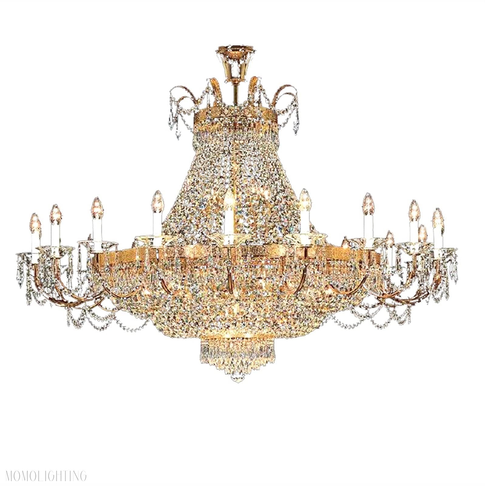 Machine Large Chrome Gold Crystal Chandelier Light Fixtures-Nobipets