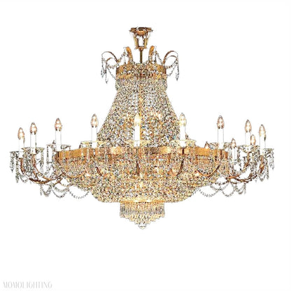 Machine Large Chrome Gold Crystal Chandelier Light Fixtures-Nobipets