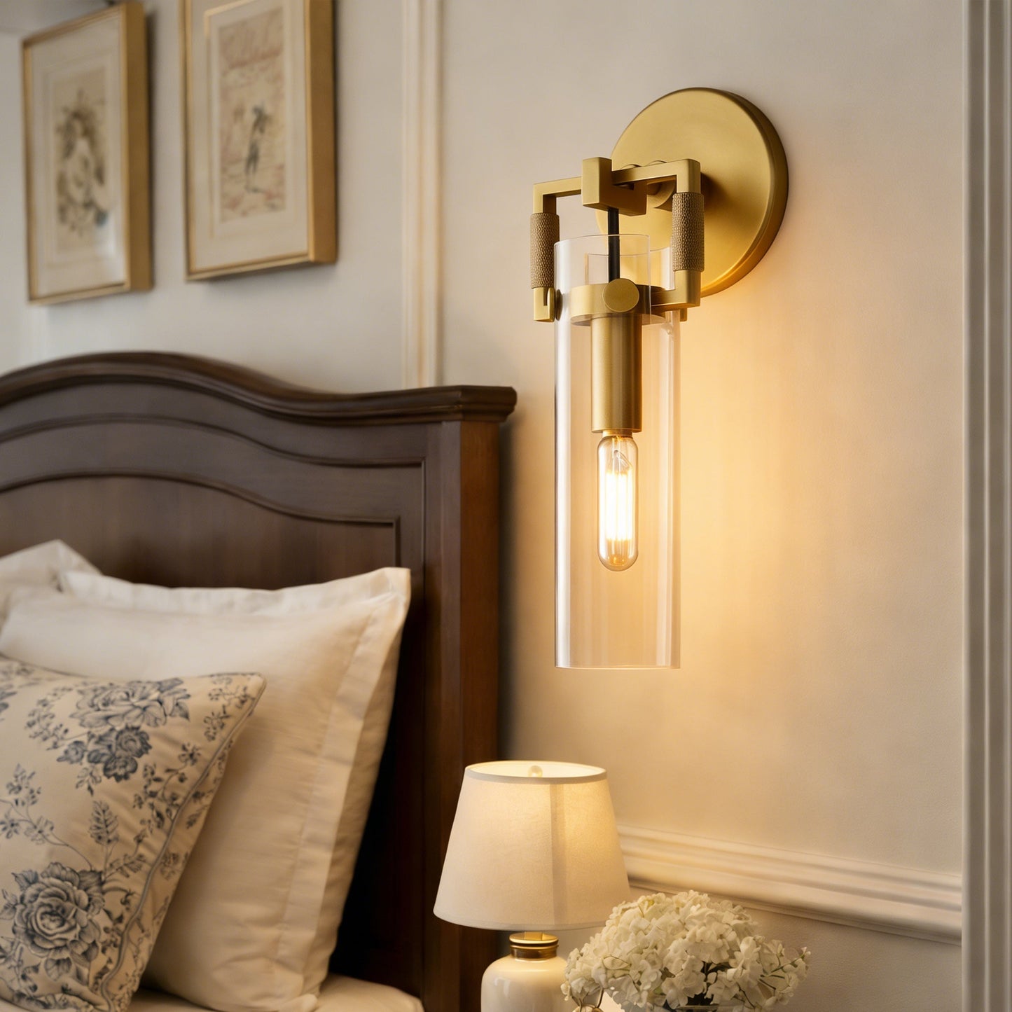 Machinise Glass Cylinder Sconce