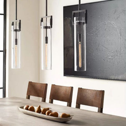 Machnist Modern Glass Cylinder Pendant Light for Dining & Kitchen