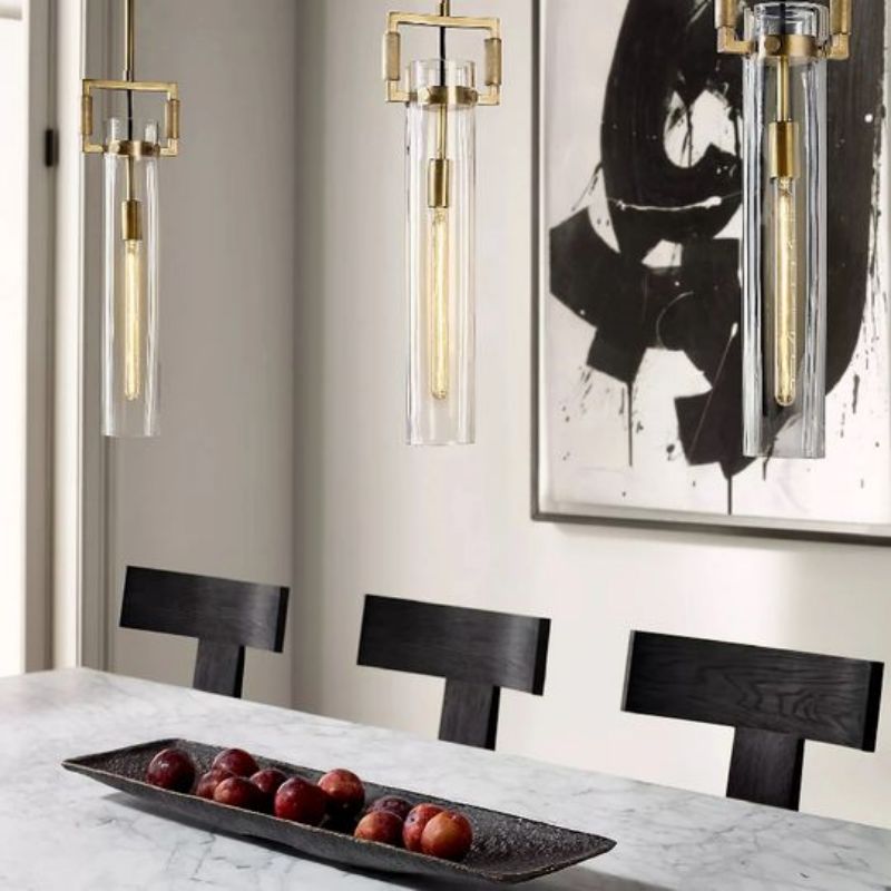 Machnist Modern Glass Cylinder Pendant Light for Dining & Kitchen