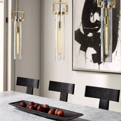 Machnist Modern Glass Cylinder Pendant Light for Dining & Kitchen