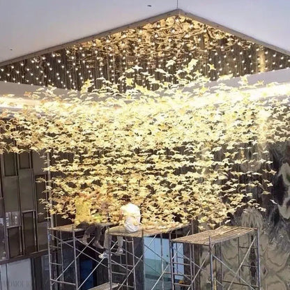 Maple Leaf Round and Rectangular Crystal Chandelier-Nobipets