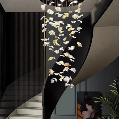 Maple Leaf Round and Rectangular Crystal Chandelier-Nobipets