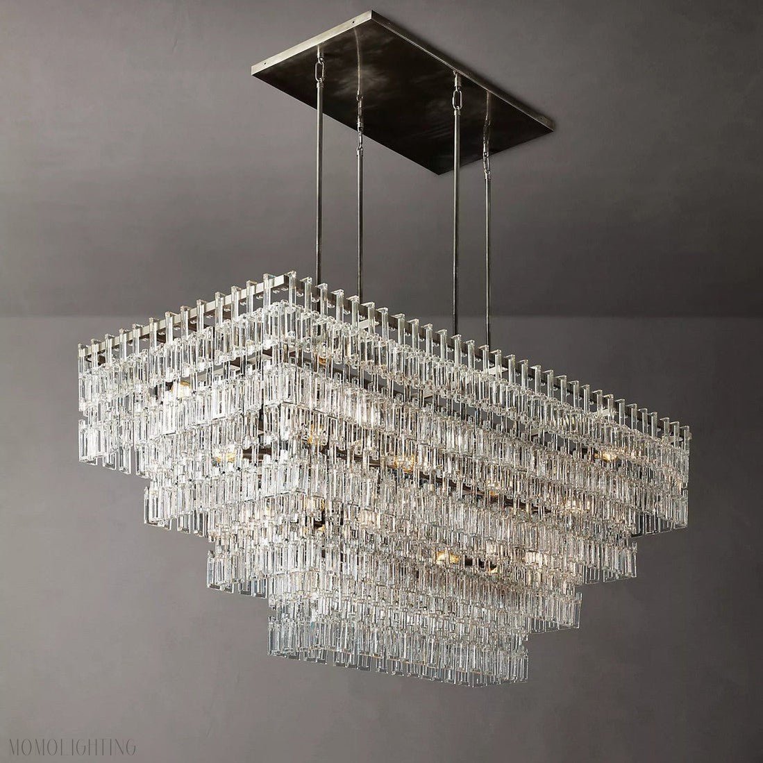 Marigan Tier K9 Crystal Rectangle Chandelier-Nobipets