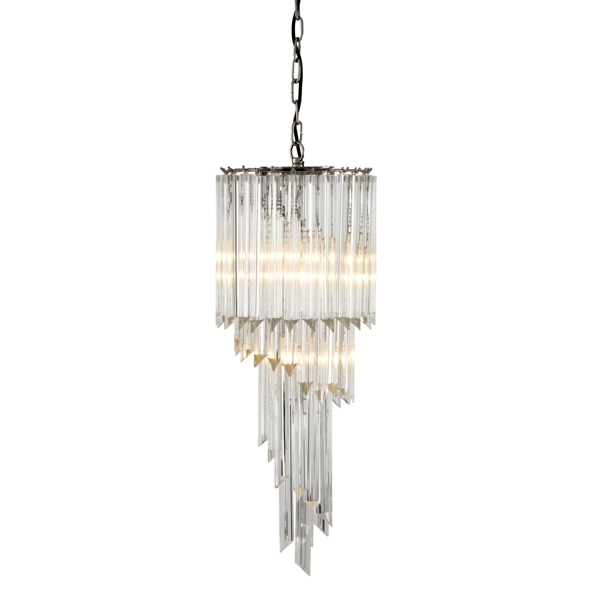 Marino Modern Glass Chandelier - Nickel-Nobipets