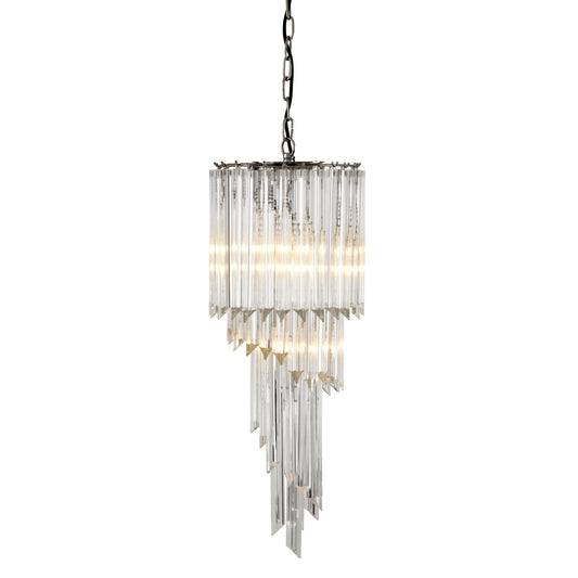 Marino Modern Glass Chandelier - Nickel-Nobipets