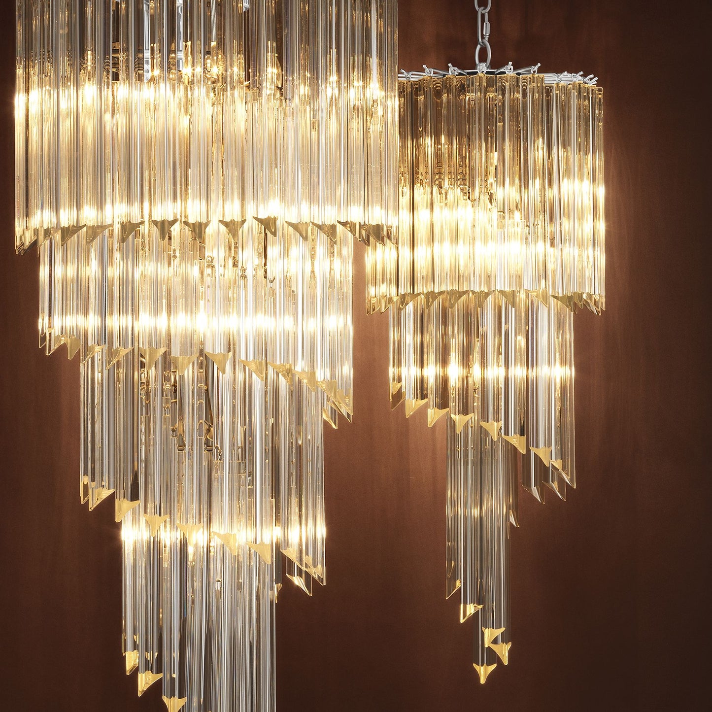 Marino Modern Glass Chandelier - Nickel-Nobipets