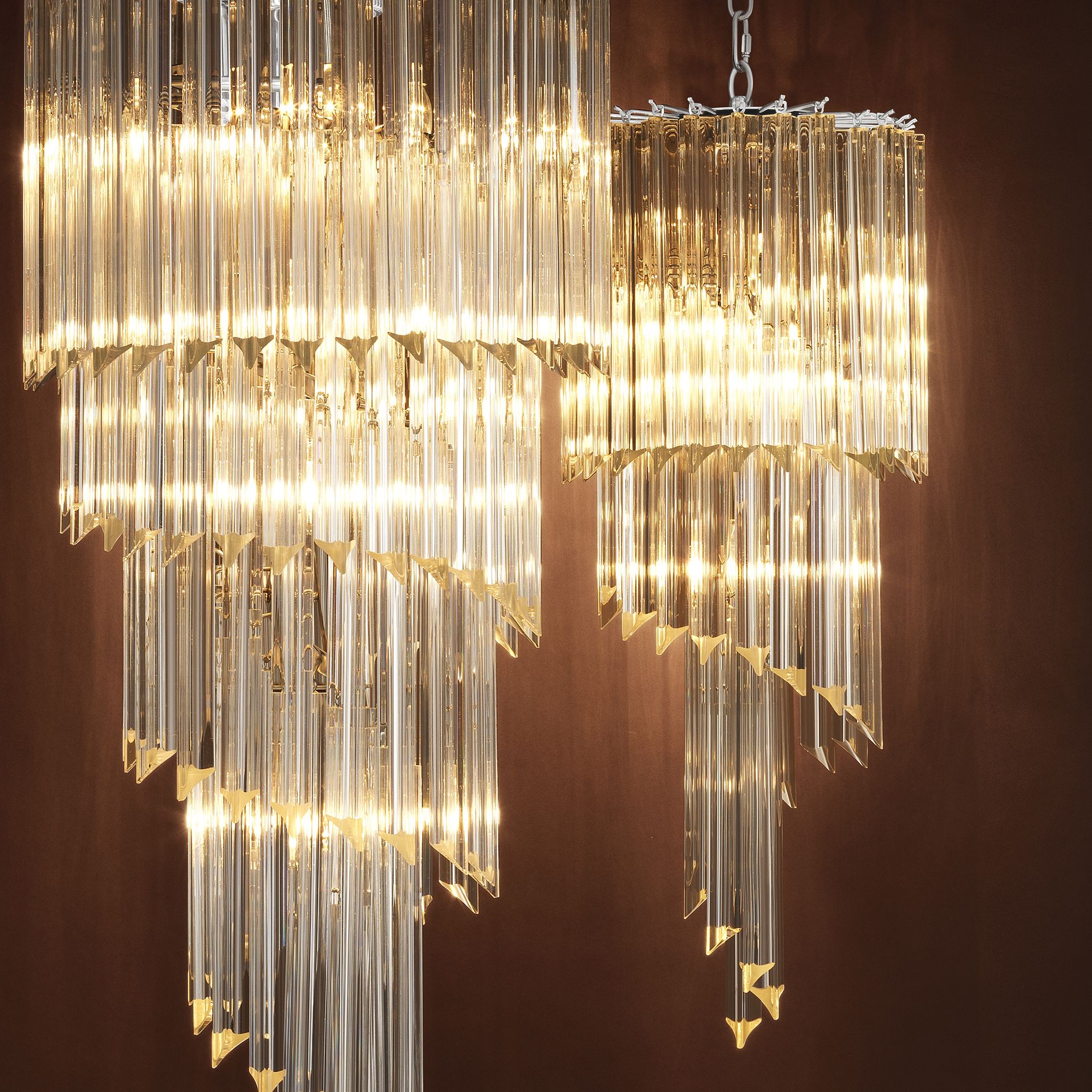 Marino Modern Glass Chandelier - Nickel-Nobipets