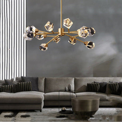 Masonry Faceted Crystal Prisms Chandelier-Nobipets