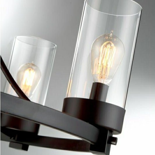 Matte Black/ Chrome Farmhouse Chandeliers 5-Light Wagon Wheel North American Traditional Patio Ceiling Lights-Nobipets
