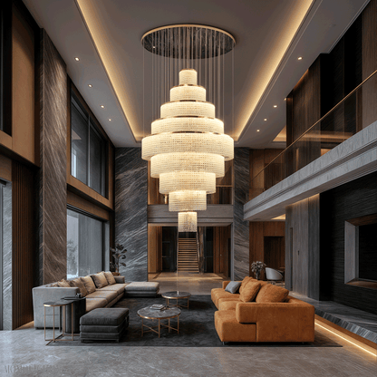 Melanie Crystal Ring Foyer & Staircase Chandelier-Nobipets