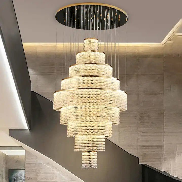 Melanie Crystal Ring Foyer & Staircase Chandelier-Nobipets