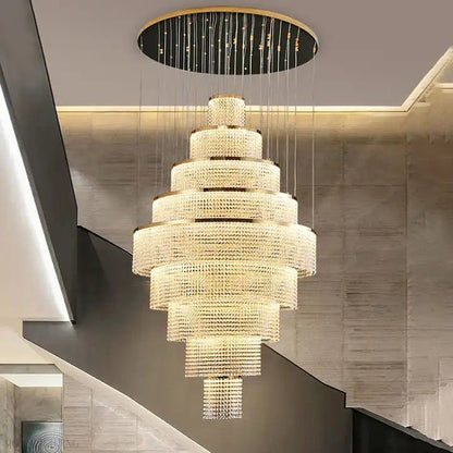Melanie Crystal Ring Foyer & Staircase Chandelier-Nobipets