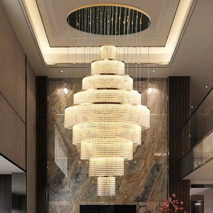 Melanie Crystal Ring Foyer & Staircase Chandelier-Nobipets