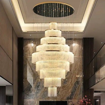 Melanie Crystal Ring Foyer & Staircase Chandelier-Nobipets