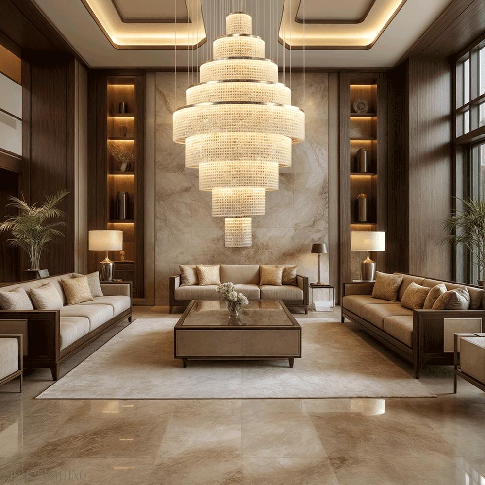 Melanie Crystal Ring Foyer & Staircase Chandelier-Nobipets