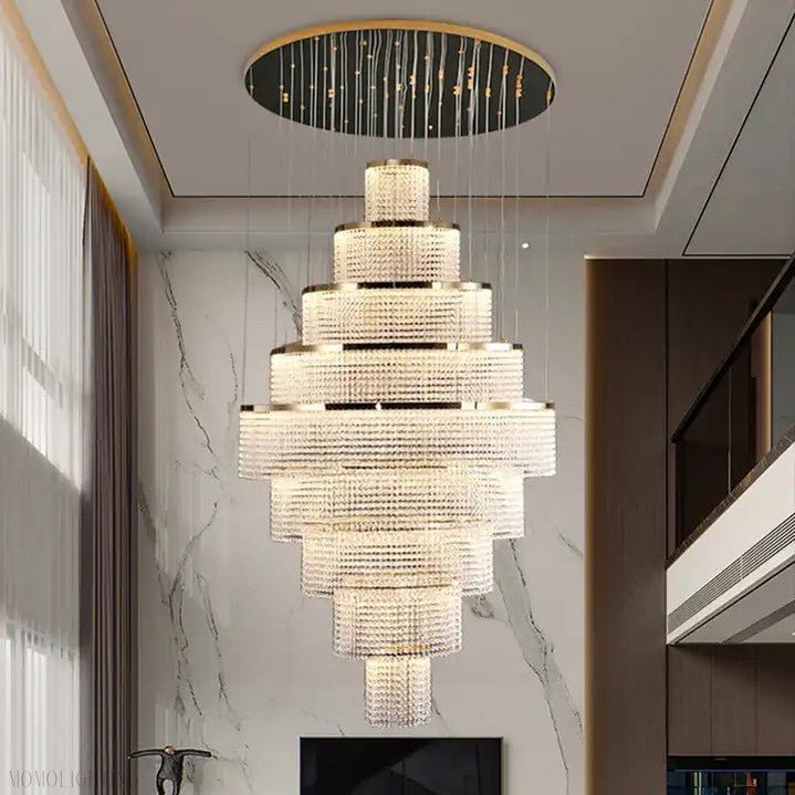 Melanie Crystal Ring Foyer & Staircase Chandelier-Nobipets
