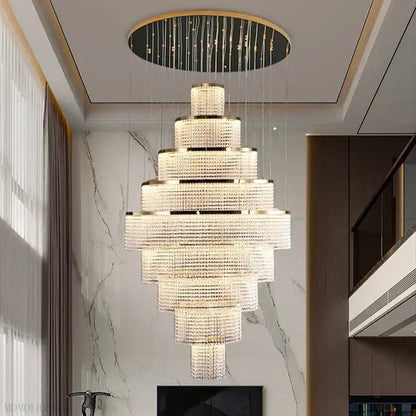 Melanie Crystal Ring Foyer & Staircase Chandelier-Nobipets