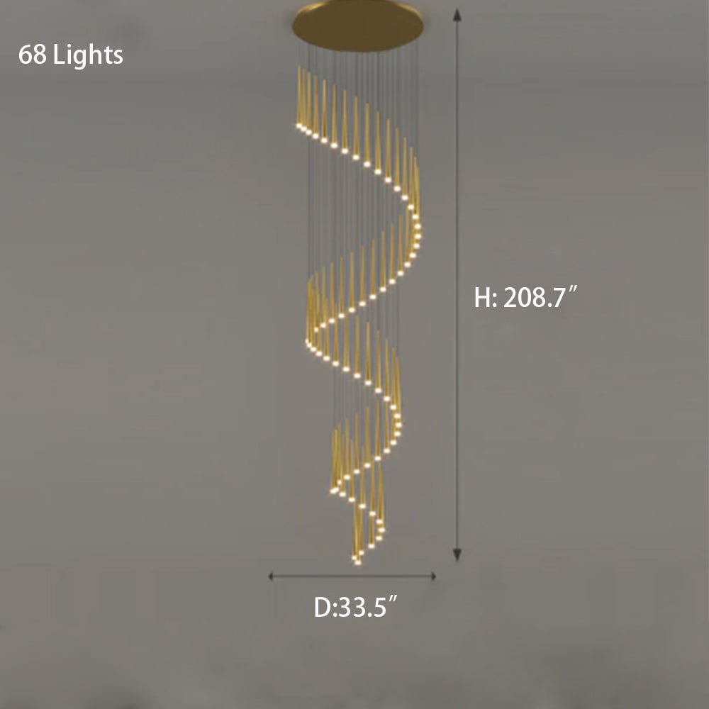 Minimalism Black Metal Ceiling Pendant Lighting Fixture For Staircase in Gold/ Black Finish