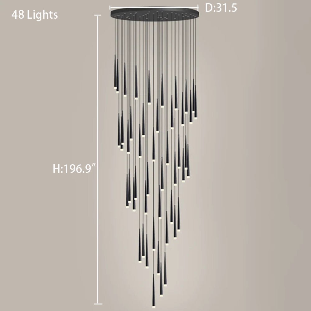 Minimalism Black Metal Ceiling Pendant Lighting Fixture For Staircase in Gold/ Black Finish