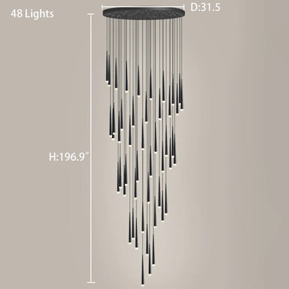 Minimalism Black Metal Ceiling Pendant Lighting Fixture For Staircase in Gold/ Black Finish
