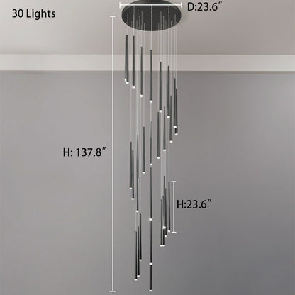Minimalism Black Metal Ceiling Pendant Lighting Fixture For Staircase in Gold/ Black Finish