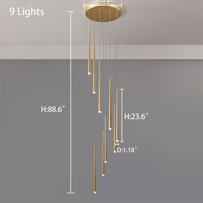 Minimalism Black Metal Ceiling Pendant Lighting Fixture For Staircase in Gold/ Black Finish