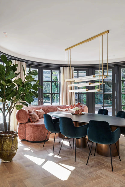 Minimalism Brass Ellipse Horizontal LED Chandelier for Kitchen Island/Dining Room-Nobipets