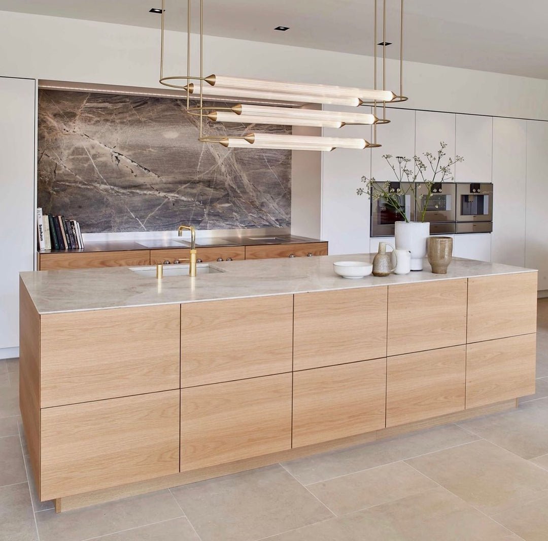 Minimalism Brass Ellipse Horizontal LED Chandelier for Kitchen Island/Dining Room-Nobipets