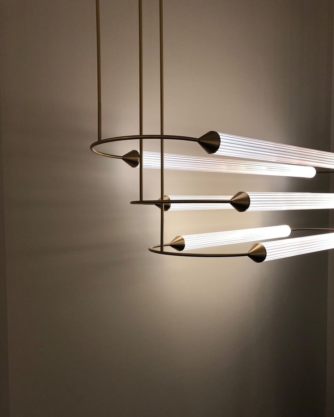 Minimalism Brass Ellipse Horizontal LED Chandelier for Kitchen Island/Dining Room-Nobipets